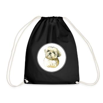 Shih Tzu Schoß Hund Aquarell Illustration - Turnbeutel - Schwarz - Vorne