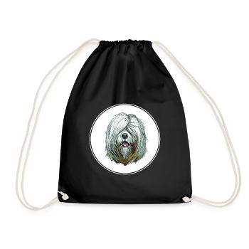 Südrussischer Ovcharka Hund Aquarell Illustration - Turnbeutel - Schwarz - Vorne
