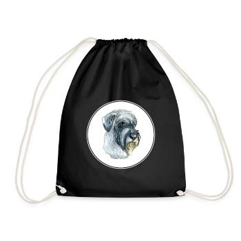 Mittelschnauze Standard Schnauzer Dog Illustration - Drawstring Bag - black - Front