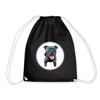 Staffordshire Bull Terrier Staffy Dog Illustration - Drawstring Bag - black - Front