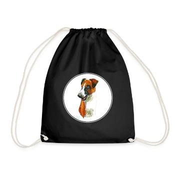 Smooth Fox Terrier Dog Watercolor Illustration - Drawstring Bag - black - Front