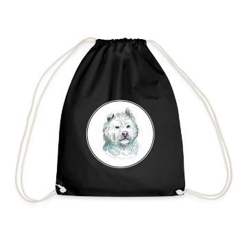 Xiasi Hund Aquarell Farbe Illustration - Turnbeutel - Schwarz - Vorne
