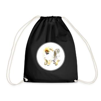 Illustration de l’aquarelle du chien Spitz de Poméranie - Sac de sport léger - noir - Devant