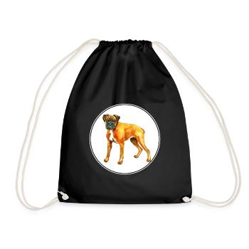German Boxer Dog Watercolor Illustration - Drawstring Bag - black - Front