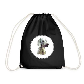 Weimaraner Hund Aquarell Illustration - Turnbeutel - Schwarz - Vorne
