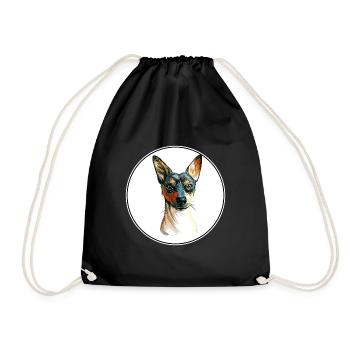 Ratonero Valenciano Hund Aquarell Illustration - Turnbeutel - Schwarz - Vorne