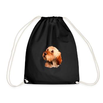 Basset Bleu De Gascogne Dog Watercolor Illustratio - Drawstring Bag - black - Front
