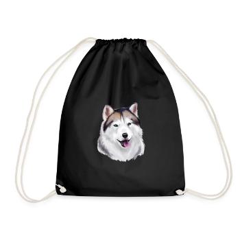 Alaskan Husky Hund Aquarell Skizze Illustration - Turnbeutel - Schwarz - Vorne