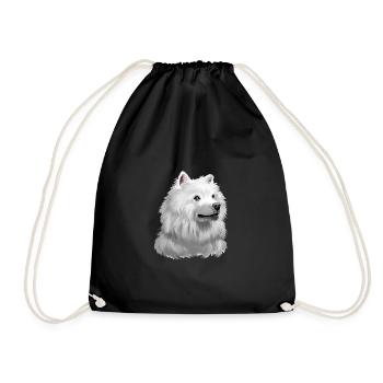 American Eskimo Dog Aquarelle Illustration - Sac de sport léger - noir - Devant