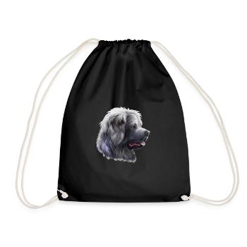 Caucasian Shepherd Dog Watercolor Illustration - Drawstring Bag - black - Front