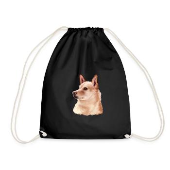 Kanaan Hund Aquarell Farbe Illustration - Turnbeutel - Schwarz - Vorne