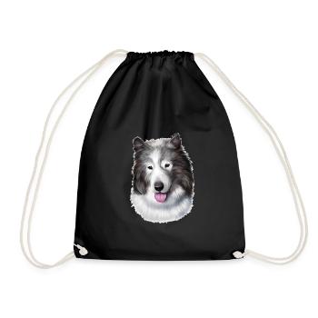 Illustration de l’aquarelle de chien esquimau canadien - Sac de sport léger - noir - Devant