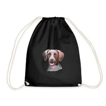 Pointer Dog Watercolor Sketch Illustration - Drawstring Bag - black - Front