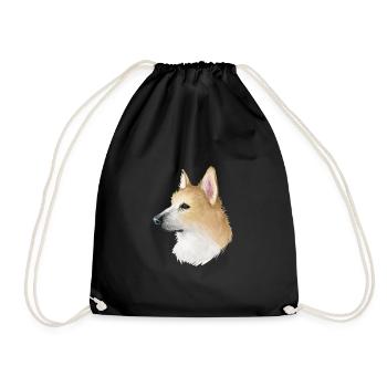 Norwegischer Buhund Hund Aquarell Illustration - Turnbeutel - Schwarz - Vorne
