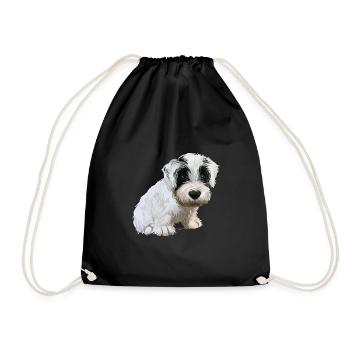 Sealyham Terrier Dog Watercolor Illustration - Drawstring Bag - black - Front