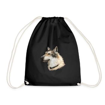 Saarloos Wolfdog Dog Aquarelle Illustration - Sac de sport léger - noir - Devant