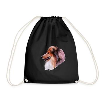 Scotch Collie Hund Aquarell Skizze Illustration - Turnbeutel - Schwarz - Vorne