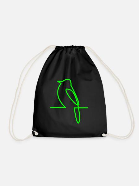 Leuchtender Vogel Linienkunst - Turnbeutel - Schwarz