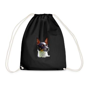 Tenterfield Terrier Dog Watercolor Illustration - Drawstring Bag - black - Front