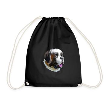 St. Bernard Hund Aquarell Illustration - Turnbeutel - Schwarz - Vorne