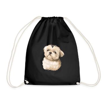 Shih Tzu Schoß Hund Aquarell Illustration - Turnbeutel - Schwarz - Vorne