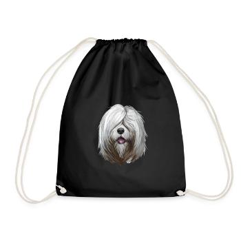 Südrussischer Ovcharka Hund Aquarell Illustration - Turnbeutel - Schwarz - Vorne