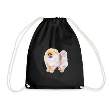 Illustration de l’aquarelle du chien Spitz de Poméranie - Sac de sport léger - noir - Devant
