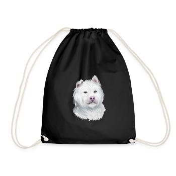 Xiasi Hund Aquarell Farbe Illustration - Turnbeutel - Schwarz - Vorne