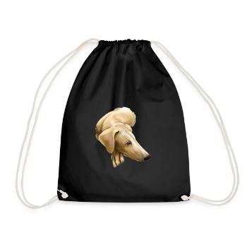 Chippiparai Dog Watercolor Illustration - Drawstring Bag - black - Front
