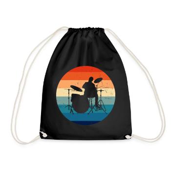 Drum Kit Ladies Drummer Drummer - Drawstring Bag - black - Front
