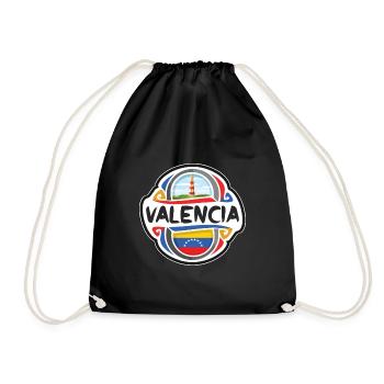 Valencia Venezuela Flag Travel Souvenir Badge Stam - Drawstring Bag - black - Front