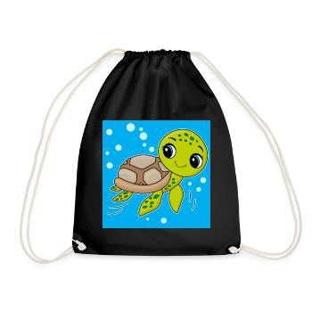 Turtle, cute animal, ocean - Drawstring Bag - black - Front