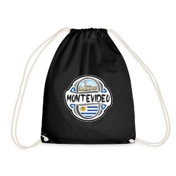 Montevideo Uruguay Flagge Reise Souvenir Abzeichen Stam - Turnbeutel - Schwarz - Vorne