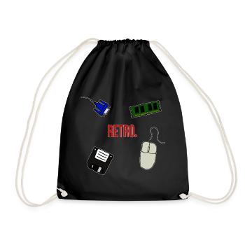 Retro Computer Lettering Statement Gift 90s - Drawstring Bag - black - Front
