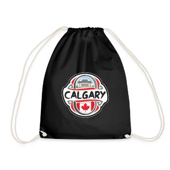 Calgary Kanada Flagge Abzeichen Reise Souvenir Stempel - Turnbeutel - Schwarz - Vorne
