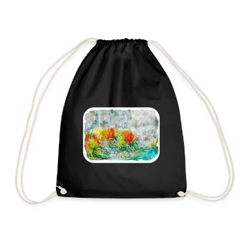 China Watercolor Sketch Hand Drawn Illustration - Drawstring Bag - black - Front