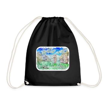 Thailand Aquarell Skizze Handgezeichnete Illustration - Turnbeutel - Schwarz - Vorne