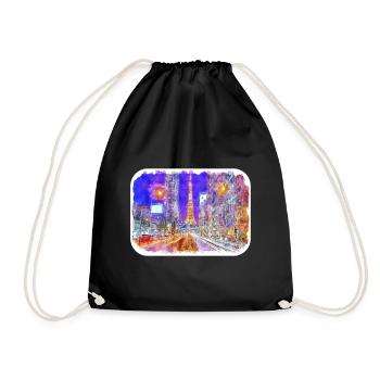 Tokyo Japan Watercolor Sketch Painting Illustratio - Drawstring Bag - black - Front