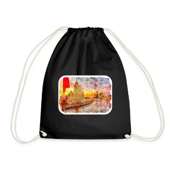 Moscou Russie Aquarelle Esquisse Dessinée Peinture - Sac de sport léger - noir - Devant