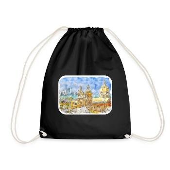 Carthagène Colombie Aquarelle Sketch Illustration - Sac de sport léger - noir - Devant