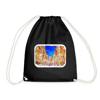 Pologne Repère Aquarelle Esquisse Dessin de peinture - Sac de sport léger - noir - Devant