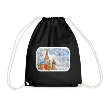 Moscou Russie Aquarelle Sketch Illustration - Sac de sport léger - noir - Devant