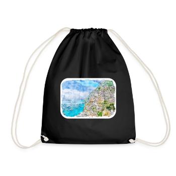 Sorrente Italie Aquarelle Esquisse Dessinée Peinture - Sac de sport léger - noir - Devant
