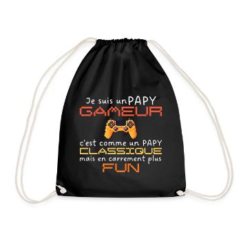 Je suis un papy gameur en carrement plus fun - Sac de sport léger - noir - Devant