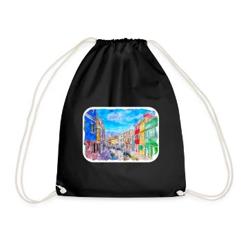 Venise Italie Aquarelle Esquisse Illustration - Sac de sport léger - noir - Devant