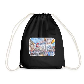 Londres UK Aquarelle Esquisse Dessinée à la Main Peinture - Sac de sport léger - noir - Devant