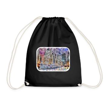 Chicago USA Aquarell Skizze gezeichnete Illustration - Turnbeutel - Schwarz - Vorne