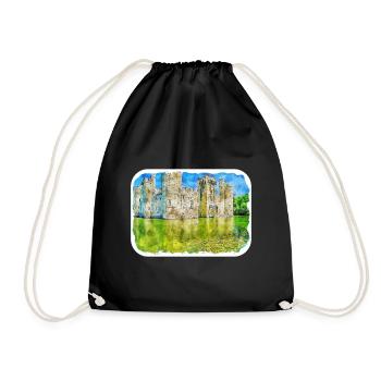 Angleterre Royaume-Uni Aquarelle Esquisse Dessinée à la main Peinture - Sac de sport léger - noir - Devant