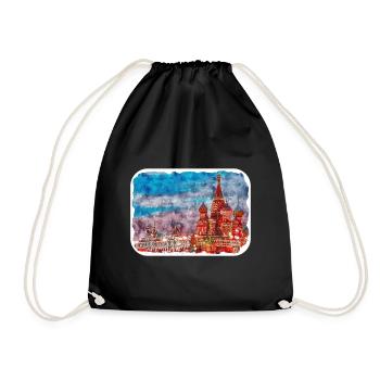 Moscou Russie Aquarelle Esquisse Dessinée Peinture - Sac de sport léger - noir - Devant
