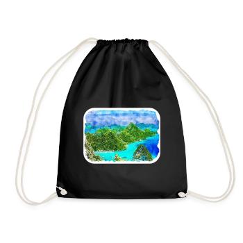 Indonésie Aquarelle Esquisse Dessinée à la Main Peinture - Sac de sport léger - noir - Devant